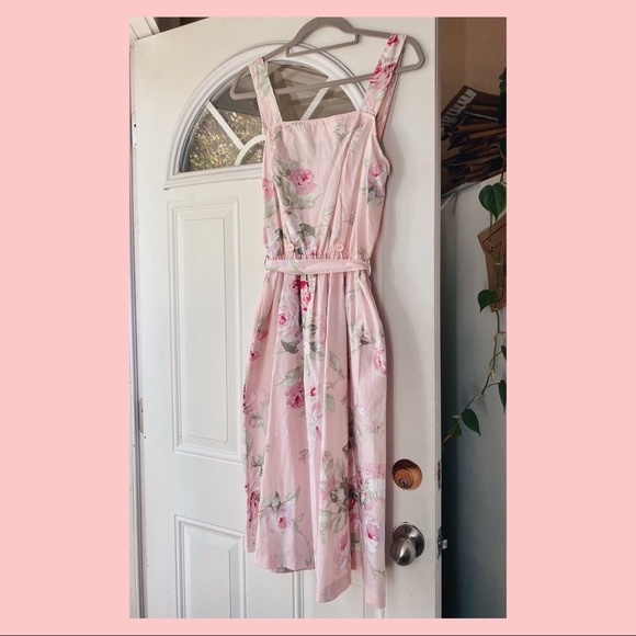 Vintage pastel floral convertible dress with pockets